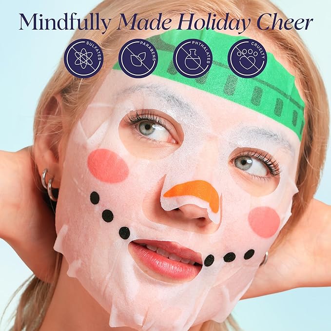 SpaLife Beauty Santa’s Workshop Christmas Face Mask Bundle | Korean Facial Masks | Hydrating, Soothing and Firming Sheet Mask Set | Christmas Face Masks for Women | Spa Party Favors | 12 Pack