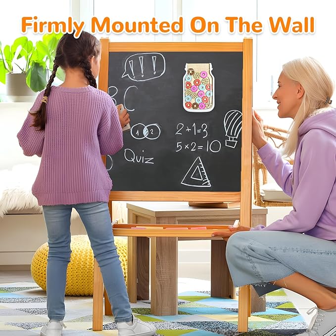 Reward Jar for Kids – Magnetic Wooden Behavior Chart and Incentive Jar with 25 Tokens, Stickers, Stand & Magnet – Positive Reinforcement Tool for Home, Toddlers or Classroom (Donut)