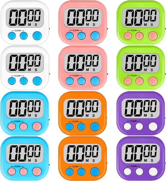 ZILLEEN Classroom Timers for Kids Classroom Magnetic Digital Kitchen Timers for Cooking Teachers Gym Game 12 pcs