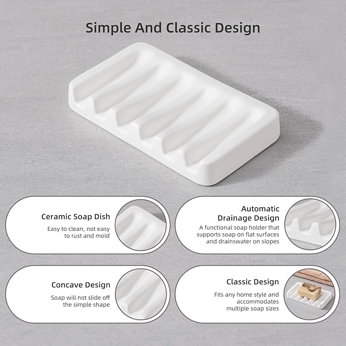 Ceramic Bathroom Accessories Set, Lotion Soap Dispenser and Toothbrush Holder Set, Soap Dish, Apothecary Jars,4 Pieces for Home Modern Bathroom Decor Vanity Countertop(White Set - Liquid)