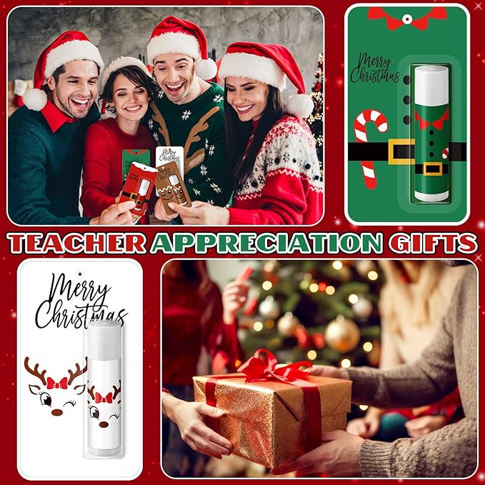 15 Pack Christmas Lip Balms Bulk Merry Christmas Party Gifts Favors Stocking Stuffers Holiday Lip Balms Employee Staff Team Appreciation Gifts Thank You for Teacher Coworkers