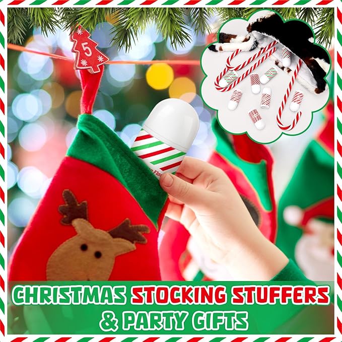 50 Pcs Christmas Lip Balm Bulk Mini Candy Cane Peppermint Flavor Lip Balms Bulk Christmas Stocking Stuffers Xmas Party Gifts Small Thank You Employee Appreciation Gifts for Women Men (Candy)