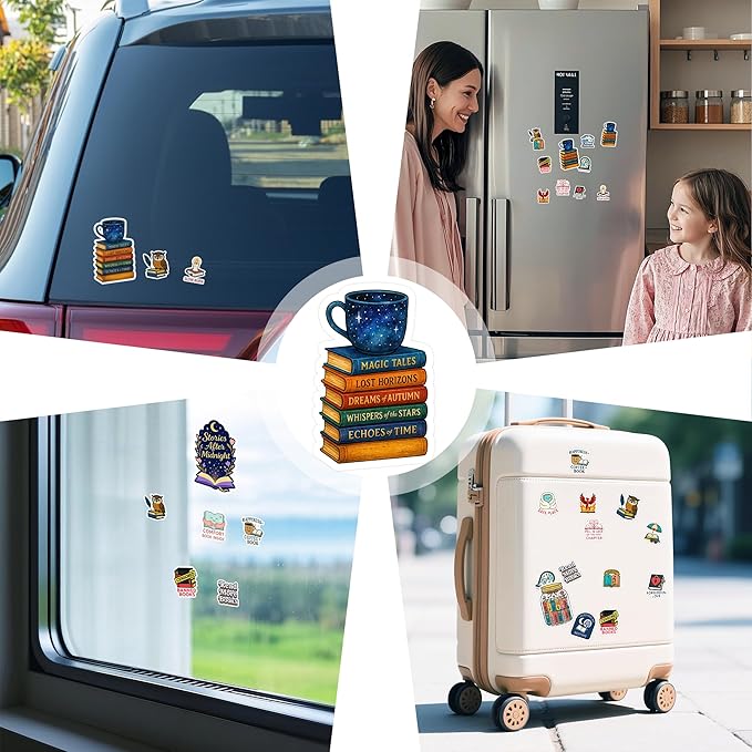 100 PCS Book Stickers Pack, Vinyl Waterproof Decals with Reading Quotes and Bookish Designs, Fun Gift for Kids Teens Adults Students Teachers Laptop Water Bottle Scrapbook