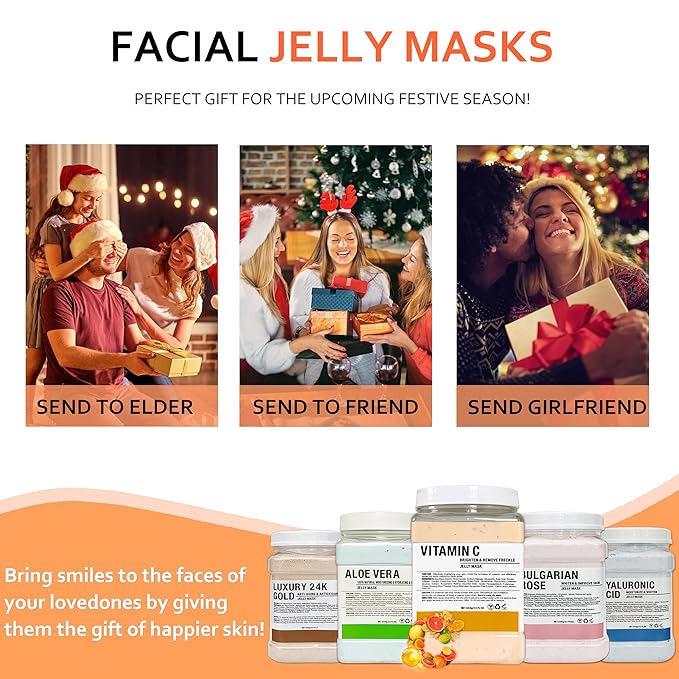 Jelly Mask Powder For Facials,Vitamins C Jelly Face Mask,Professional Peel Off Face Mask Powder For Fight Fine Lines Brightening&Nourishing to Your Skin,Rubber Mask,DIY Spa 23 Floz