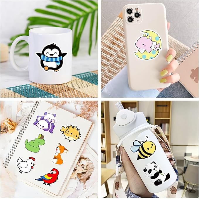 Cartoon Animal Stickers for Kids 200 Pcs/Pack, Waterproof Vinyl Stickers for Girls Boys Classroom Prizes - Laptops, Notebooks, Water Bottles, Skateboard (Animal)