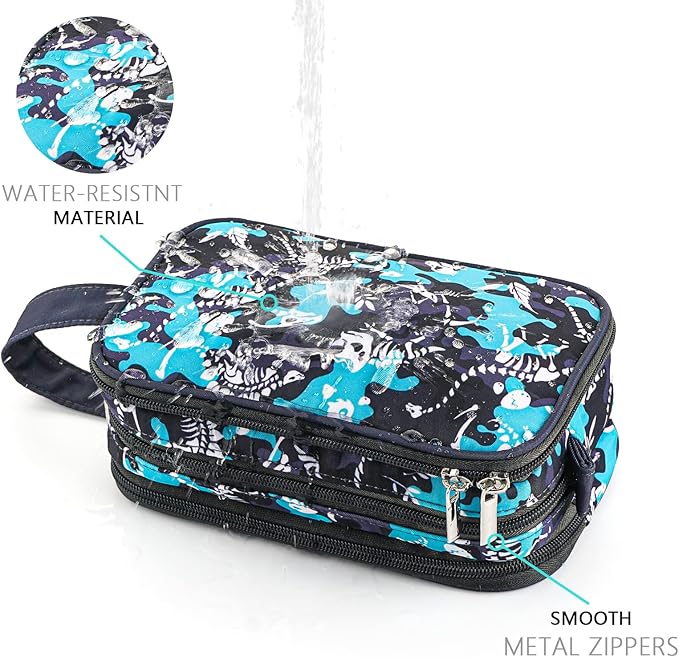 Kids Toiletry Bag for Boys, Travel Toiletry Bag for Little Young Boys Waterproof Hanging Wash Bag Toddler Traveling Toiletries, Dinosaur Black