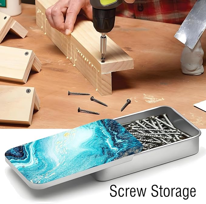 Portable Dental Floss Case, Refillable Cute Travel Floss Dispenser for Men & Women, Pocket Travel Floss Picks Case for Purse, Backpack, Bag Blue Marble