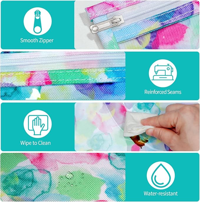 TSA Approved Toiletry Bag, Set of 3 Clear Travel Toiletry Bag Quart Size Zipper Travel Pouch, Waterproof Makeup Cosmetic Bag for Women Men Kids Toiletries Carry on, Watercolor Large