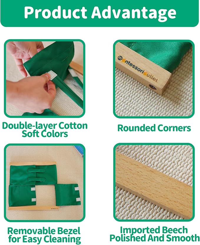 MONTESSORI OUTLET Velcro Frame | Practical Life Material for Toddlers & Preschoolers | Learn to Velcro Clothes, Develop Fine Motor Skills & Independence (Ages 3-6)