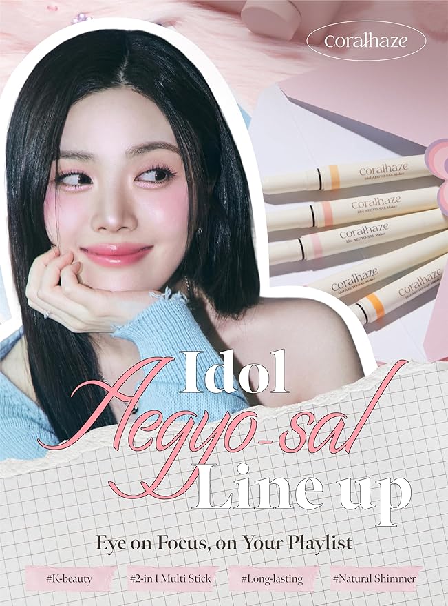 Idol AEGYO-SAL Maker 01 Champagne Beige, 2-in-1 Under-Eye Highlighter and Contour Liner for Bright, Voluminous Eyes, Long-Lasting, Smudge-Proof Shimmer Stick with Natural Glow, Korean Beauty