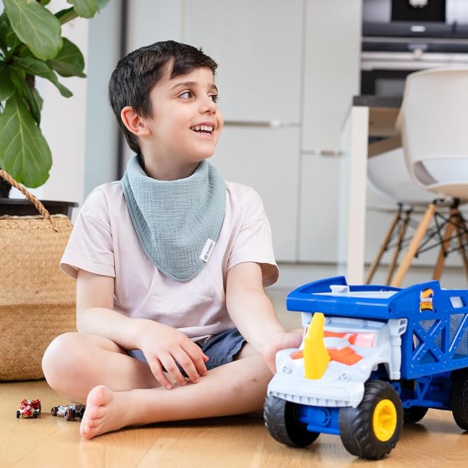Bandana Bibs with 3 Waterproof Lining Organic Cotton Drool Bibs for Adults and Children, Adjustable Snaps