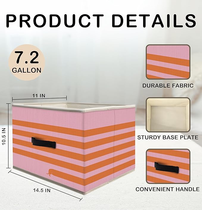 Nogrit Long Dachshund Dog Storage Bins Box, Toybox for Girls, Weiner Dog Pink Foldable Baskets Organizer Container with Handles for Kids Girls Dorm Bedroom Bathroom Clothes Toys Books