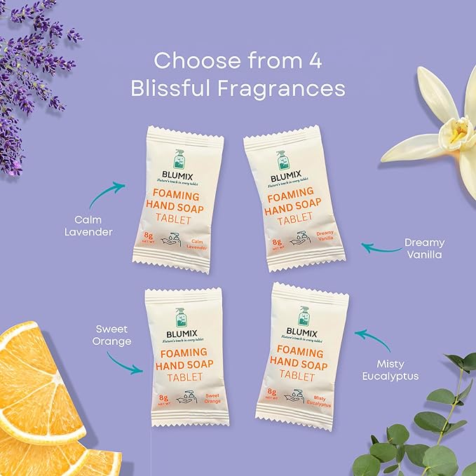 Foaming Hand Soap Tablet Refill – 6 Pack | Lavender Scent | Eco-Friendly, Plastic-Free, Just-Add-Water Soap Refills | Zero Waste, Non-Toxic, Safe for Kids & Sensitive Skin