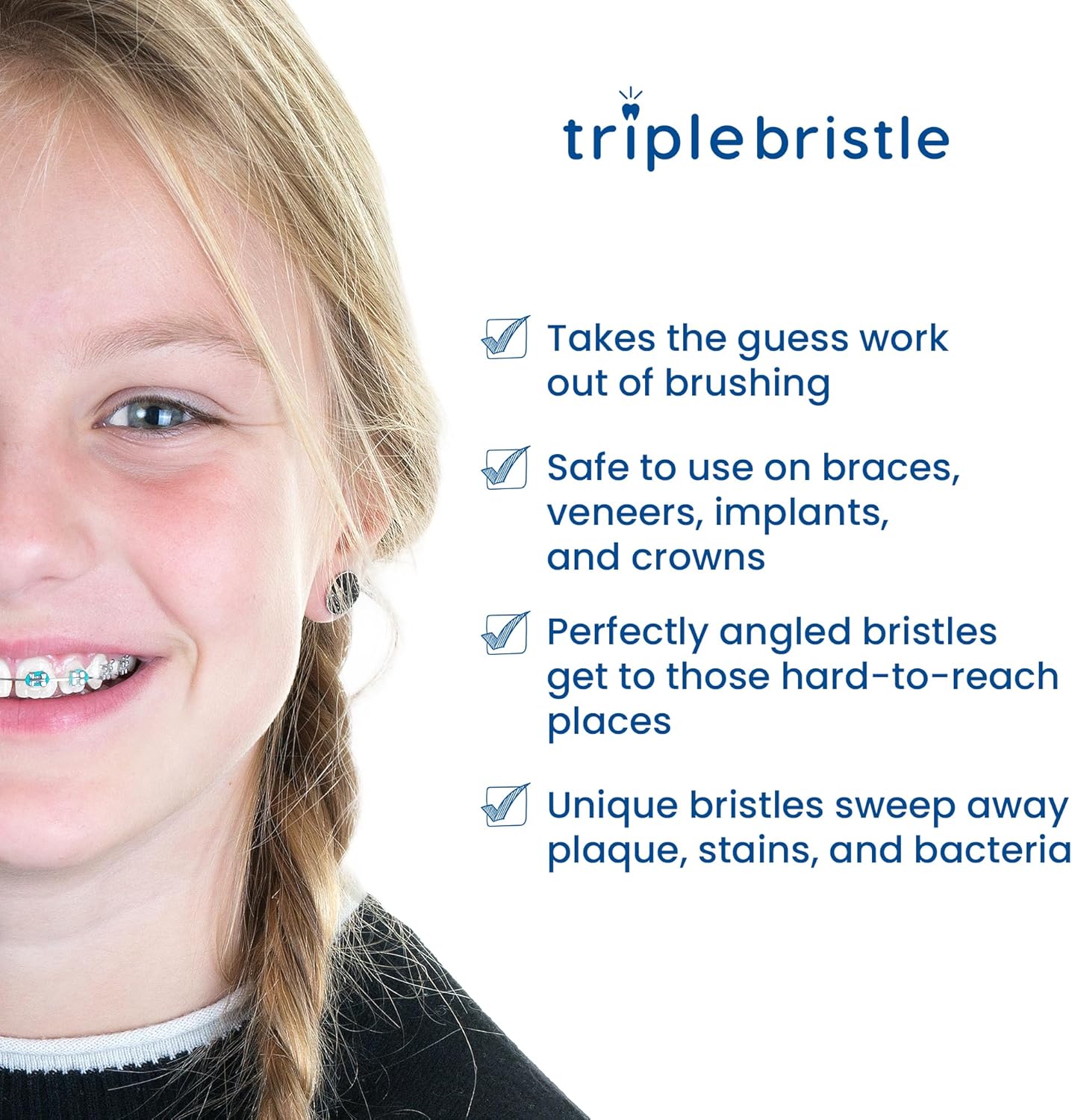 Triple Bristle Kids Sonic Toothbrush | 1 Pack | 3 Sided Toothbrush to Clean Teeth and Gums | Dentist Created & Approved | Fun Sticker Rewards | Rechargeable Three Sided Toothbrush for Kids