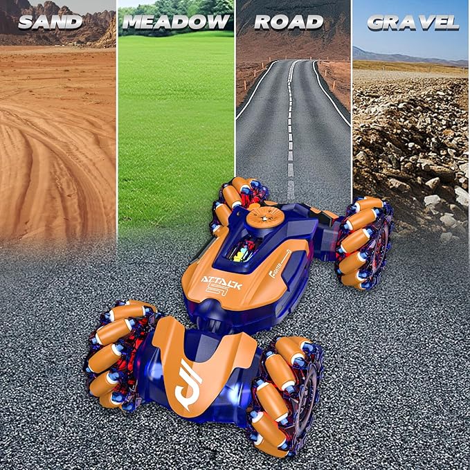 Gesture Sensing RC Stunt Car,Remote Control Car Toys for Ages 5-7-13,with Lights Music Spray,4WD 360° Spins All Terrains Kids Toys RC Cars,3-6 Year Old Boy Birthday Gift & 3-12 Best Gift for Kids