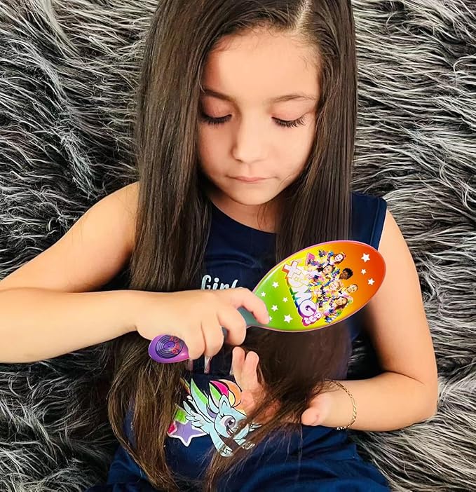 LUV HER Hair Brush 5 Pcs Set - 9 inch Detangling Brush For Girls + 4 Elastic Scrunchies For Kids - Hair Accessories Ages 3+