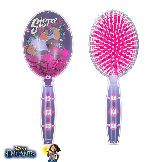 LUV HER Disney Encanto Hair Brush with Magical Sparkling Stars Confetti HairBrush, Purple - Kids Ages 3+