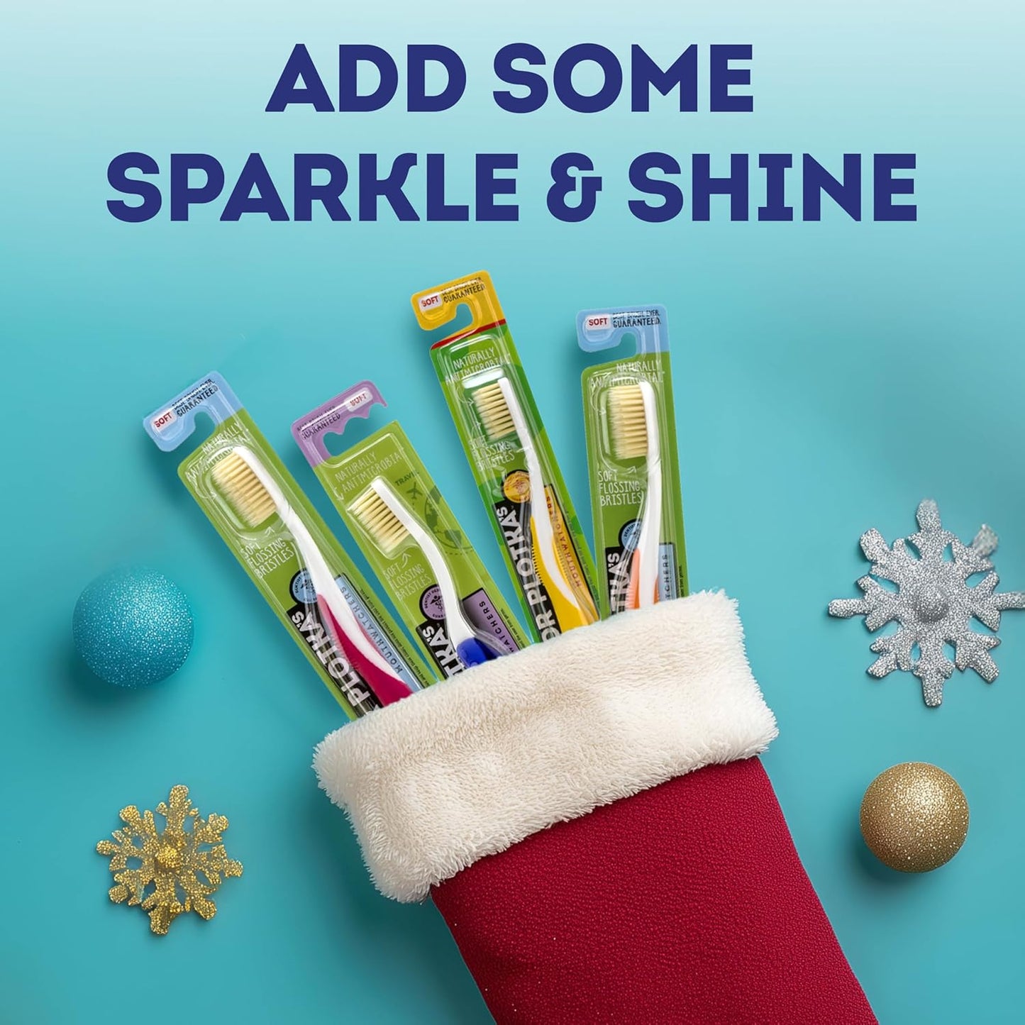 MOUTHWATCHERS Soft Flossing Toothbrushes for Kids, Blue, Ultra Clean Manual Toothbrush for Sensitive Teeth & Gums, by Dr. Plotka