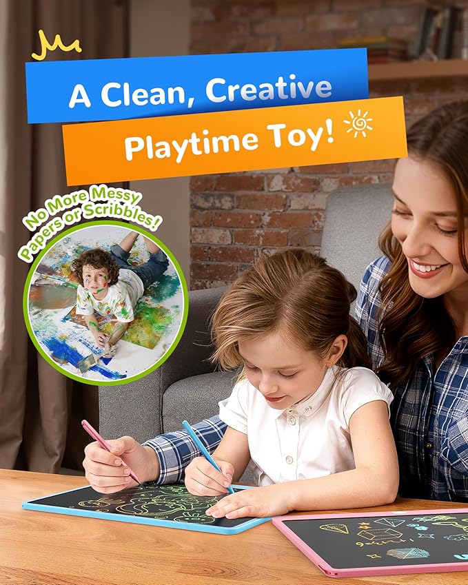 KOKODI LCD Writing Tablet, 16 Inch Colorful Doodle Board Drawing Tablet, Erasable Reusable Electronic Drawing Pads, Educational and Learning Toy for 3-6 Years Old Boy and Girls