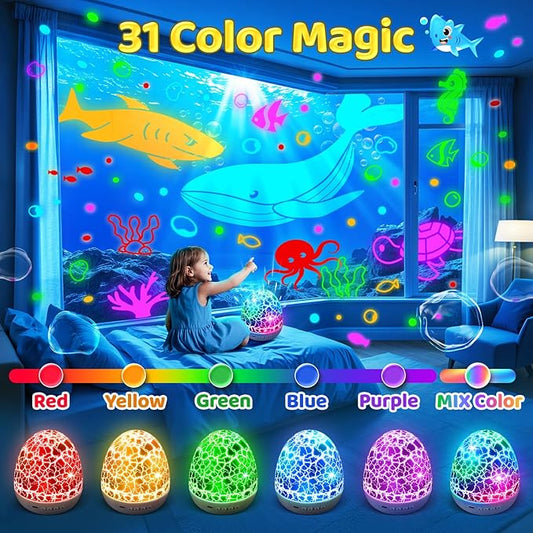 Baby Toys Night Light Projector Sensory Toys for Kids with Autism Toys for Boys 3-10 Baby Christmas Gifts | 15 White Noise 3D Films 31Colors Remote Control Night Light for Kids, Baby Boy Gifts