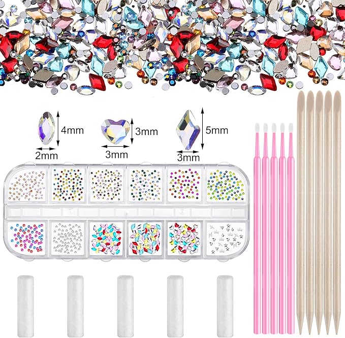 Sosation 377 Pieces Tooth Gem Kit DIY Fashionable Tooth Jewelry Kit Artificial Crystal Reflective Teeth Gems for Halloween Christmas Teeth Party Decorations Bright Style