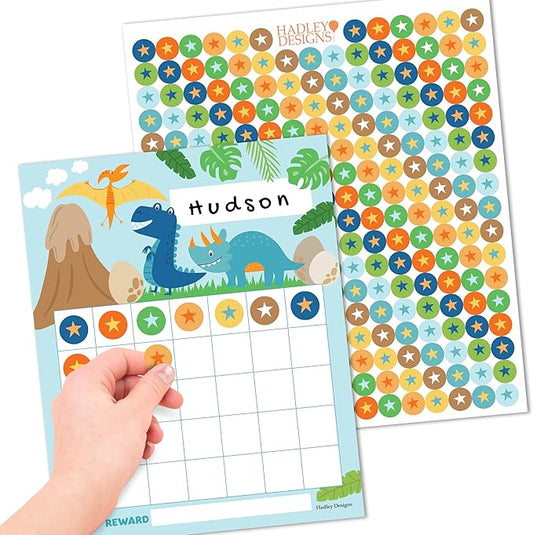 Sticker Chart for Kids Behavior at Home & Classroom - 25 Reward Chart for Kids Incentives, Gold Star Sticker Sheets, Dinosaur Incentive Charts for Classroom Must Haves