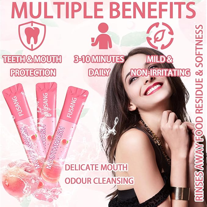 Travel Size Mouthwash 20 Pack,Peach Flavored Mini Mouthwash Travel Size for Fresh Breath,Individual Packaged Hotels Portable Travel Size Toiletries Products