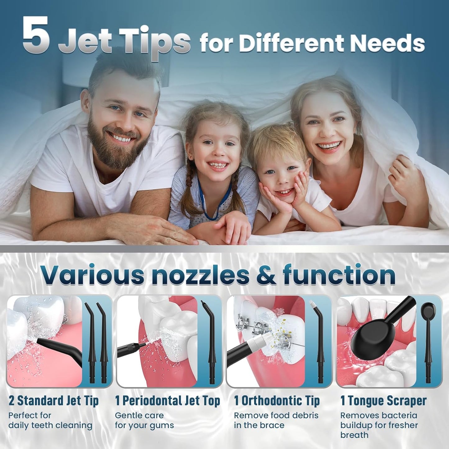 Water Flosser for Teeth Cleaning, 300ML Portable Cordless Oral Irrigator with DIY Strength, 4 Modes, IPX7 Waterproof & 30-Day Battery, 2-Min Smart Timer for Home/Travel Dental Care