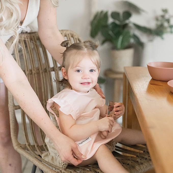 Tiny Twinkle Mess Proof Baby Bib for Girls | Waterproof Toddler Bib for Eating | Baby Apron for Feeding | Machine Washable | Perfect Shower Gift (Rose, 6–24M)