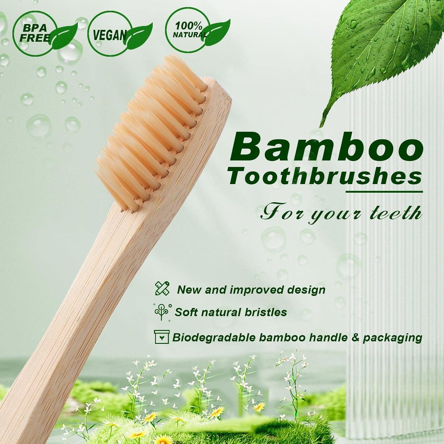 Sieral 240 Pcs Bamboo Toothbrushes Bulk, Soft Bristle Toothbrush for Adults, Natural Wooden Toothbrushes, Vegan Organic Bamboo Travel Tooth Brush, Individually Wrapped, 7 Inch 12 Color