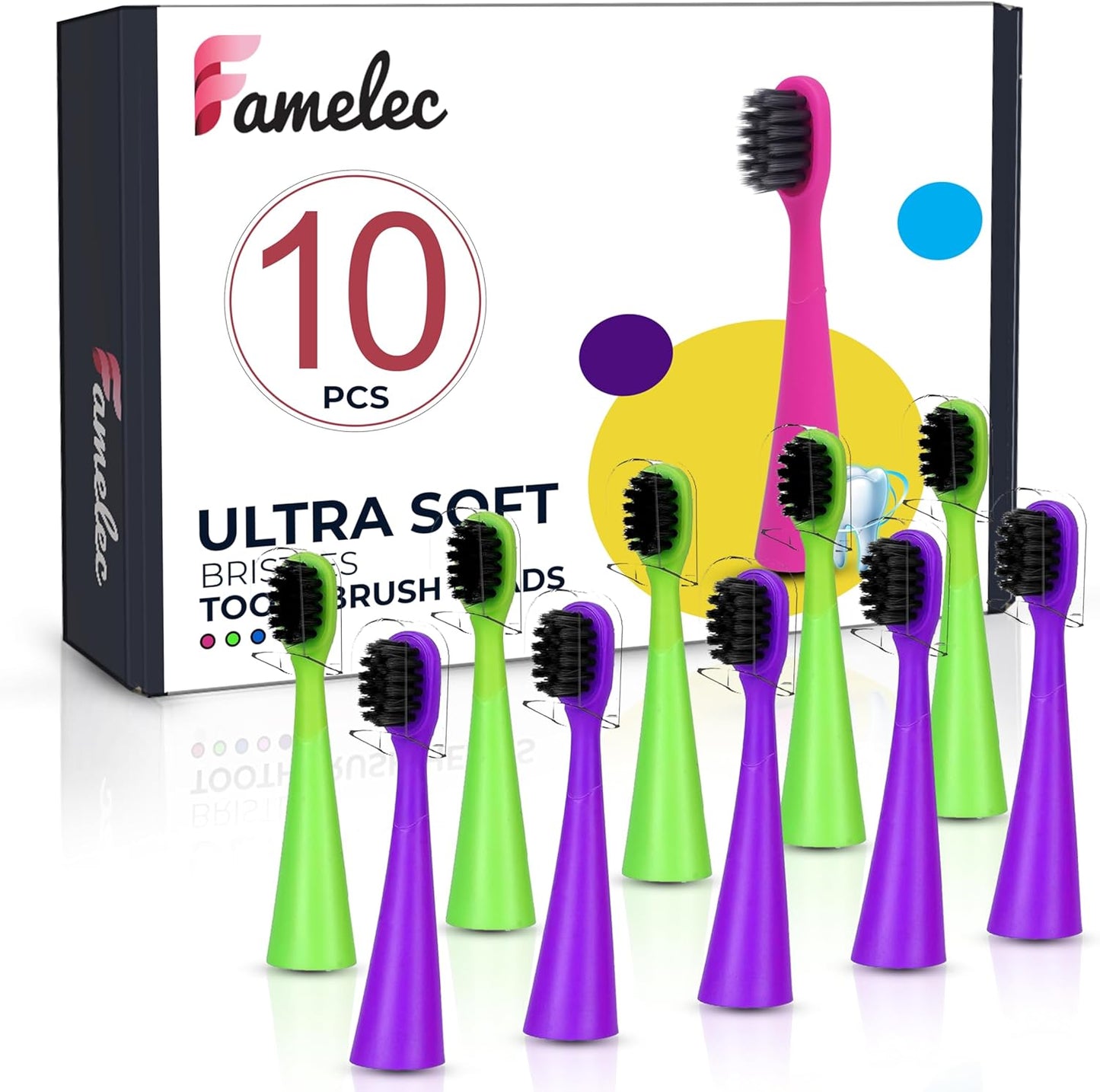 10Pcs for Burst Toothbrush Heads Kids, Fit for Burst Kids Electric Toothbrush, Ultra Soft Bristles for Deep Clean Perfect for Toothbrush Heads Purple & Green with Toothbrush Covers