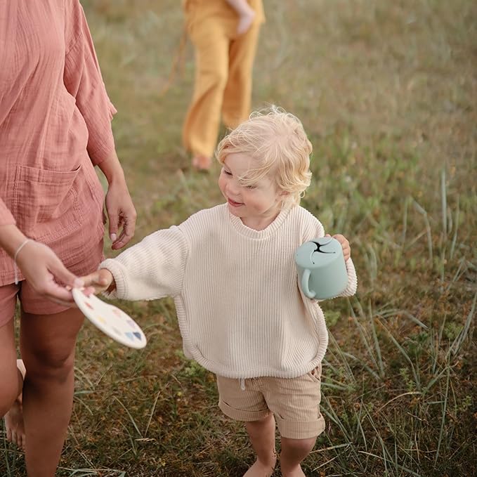 mushie Silicone Snack Cup | Spill Proof Food Container for Toddler and Baby (Cambridge Blue)