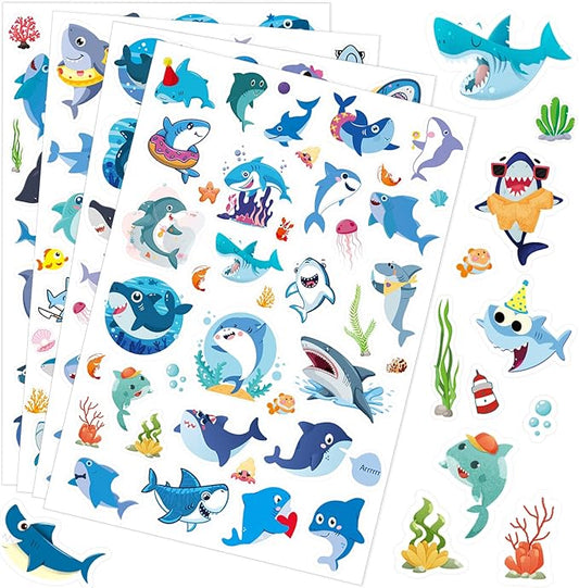 Cool Shark Stickers 755 Count Ocean Sea Animal Tropical Fish Shark Adhesive Decal Stickers for Boys Girls Birthday Invitations Under The Sea Party Goodie Gifts Bags Sticker Decor Class Rewards