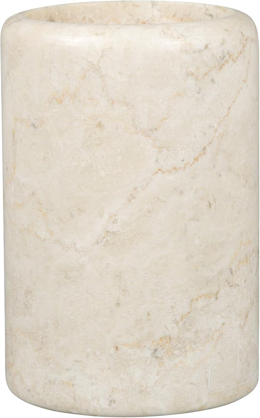Creative Home Natural Champagne Marble Tumbler Solid Stone Toothbrush Holder Cup Bathroom Vanity Makeup Brush Pen Organizer Handcrafted Heavyweight, 3.5 Diam. x 4.5 H Inch