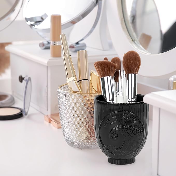 Jay Franco Disney Nightmare Before Christmas Tumbler - Black Resin Toothbrush/Pen Holder Features Jack & Sally - Bathroom Décor