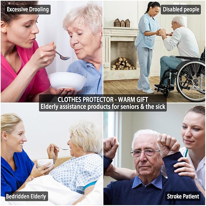 2 Pack Adult Bibs for Men, Adult Bibs for Special Needs Adults, Waterproof Leakproof Clothing Protector, Washable & Dryable Large Bib