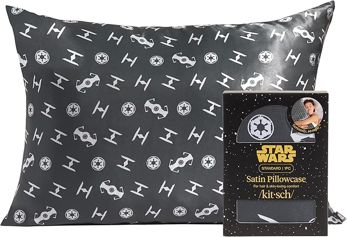 Kitsch x Star Wars Galactic Empire Satin Pillowcase | Satin Pillowcase with Zipper, Better Than Silk Pillowcase | Frizz-Reducing Pillow Case for Hair & Skin Care, Cooling & Breathable - Standard