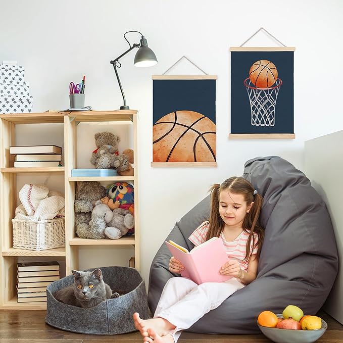 FDHSPAAM Basketball Wall Art Decor for Boys Room, Basketball Lover Gifts, Vintage Sport Wall Art Posters for Boys Bedroom Gym Sports Room Man Cave, 12x16 Inch Set of 2