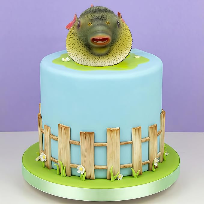 Gemini&Genius Sea Animal Pufferfish Action Figure Soft Rubber Swim Bath Toy, Realistic Ocean Fish Blowfish Toy, Educational and Role Play Toys for Kids and Collectors (Puffer Fish)