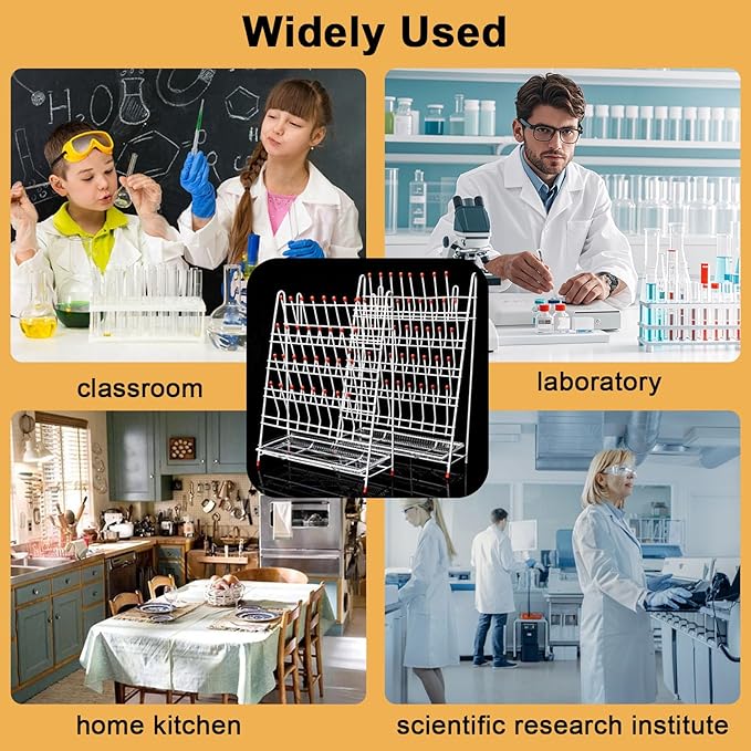 Lab Drying Rack 55 Pegs Lab Glassware Rack Steel Wire Glassware Drying Rack Free-Standing Tube Drying Draining Rack for School Laboratory Utensils (24 pegs)