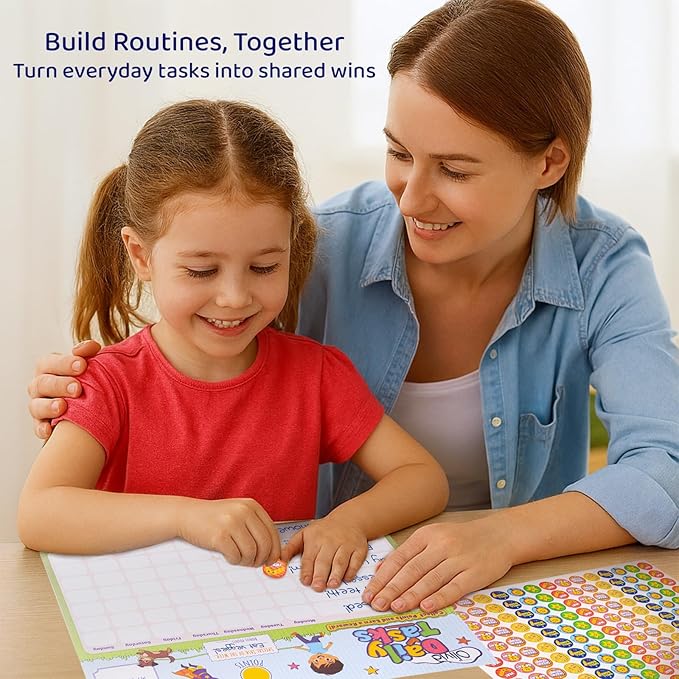 PUTSKA Behavior Reward Chart for Kids – Includes 26 Chore Charts & 1528 Stickers – Magnetic Chore Chart for Multiple Kids at Home to Build Responsibility & Positive Habits (Reward Chart)