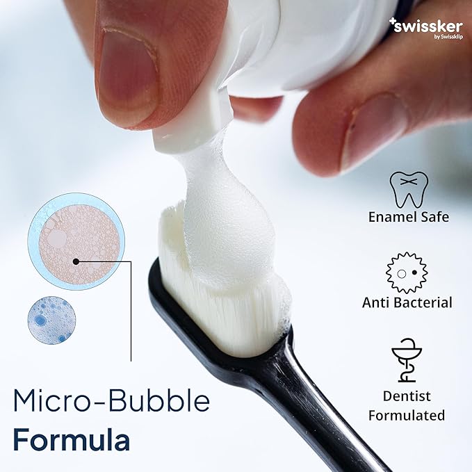 Swissklip ShineFoam | Teeth Whitening Foam | Mint Flavor Whitening Toothpaste | Teeth Whitener I Professional Teeth Whitening Kit | 100% Vegan - Made in USA - 1.69 oz - Pack 2