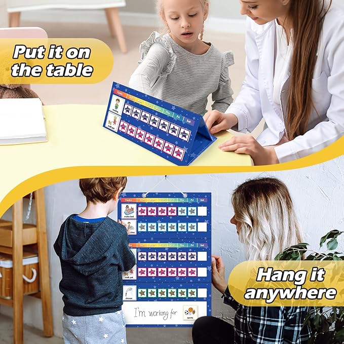 Aizweb Visual Schedule for Kid Chore Chart,Magnetic Morning Bedtime Routine Chart for Toddler,Daily Schedule Magnetic Board Communication Card for ASD,ADHD,PECS Autism Learning Material for Homeschool