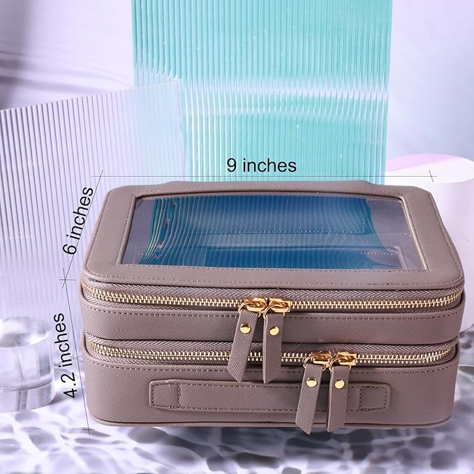 SANHECUN Clear Travel Toiletry bag Toiletry Case Carry on Travel Accessories Bag Makeup Bag(Grey, SHC-TL-2)