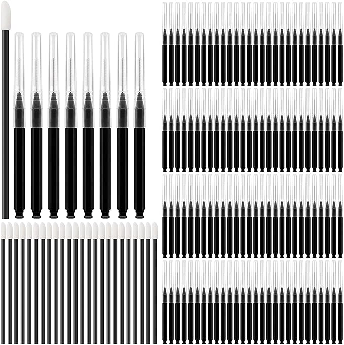 120 Pcs Interdental Brush + 25 Pcs Lip Wands Applicators Disposable, Braces Brush for Cleaner Interdental Brush Toothpick Dental Flossing Head Oral Dental Hygiene Flosser Tooth Cleaning Tools, Black