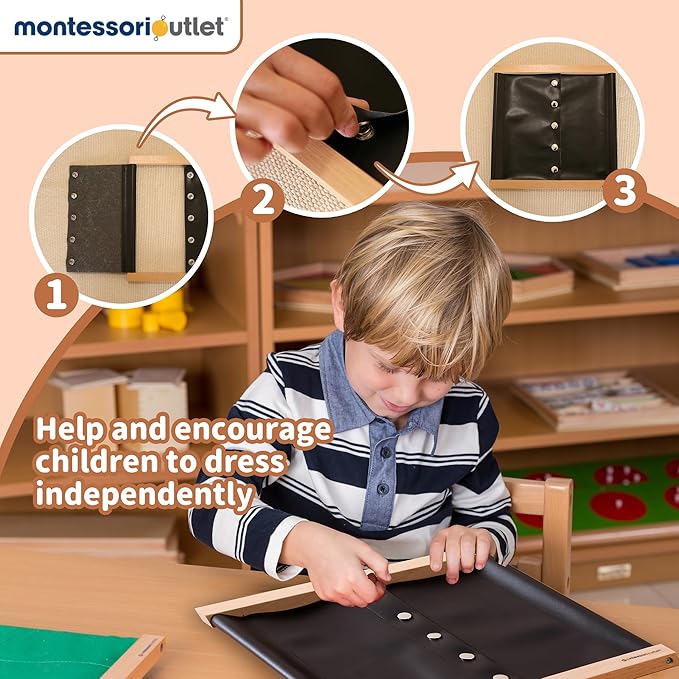 MONTESSORI OUTLET Shoe Buttoning Frame | Practical Life Material for Toddlers & Preschoolers | Learn to Shoe Button Clothes, Develop Fine Motor Skills & Independence (Ages 3-6)