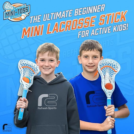 Mini Toss Lacrosse Set – The Ultimate Game for Boys & Girls - Best Gift for Kids, Teens or Adults - Comes with Lacrosse Ball & Water Skip Ball - Full Size Large Basket for Easier Catching & Throwing