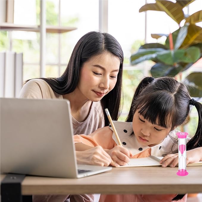 Sand Timer for Kids Set of 12 Small Colorful (Multi) Hour Glass Acrylic Covered Clock - 2 Pcs Each for 30Sec 1Min 2Min 3Min 5Min 10Min for Classroom, Home & Kids Room