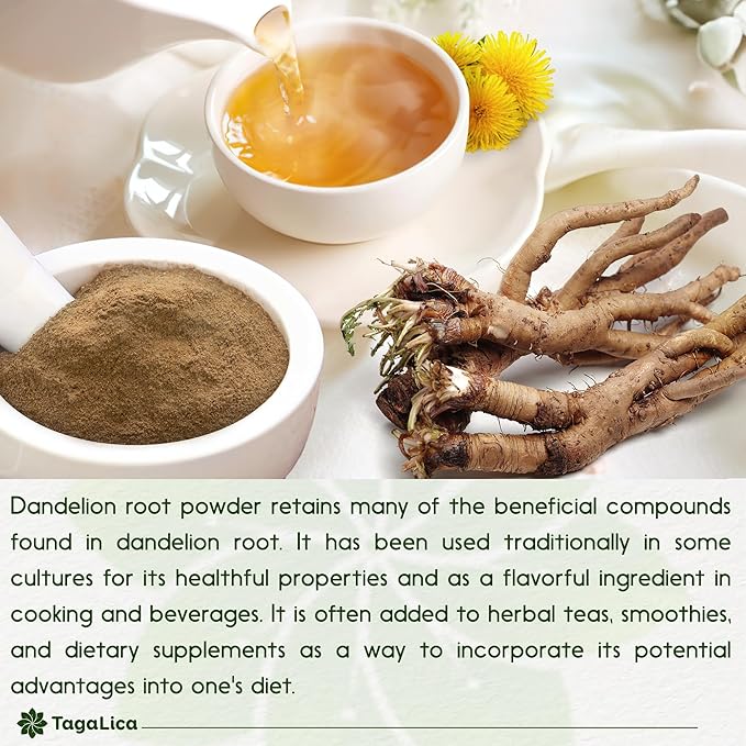 Tagalica, 10 oz Dandelion Root Powder, 100% Natural and Pure from Dandelion Root, No Additives, No Gluten, No Sugar, Vegan
