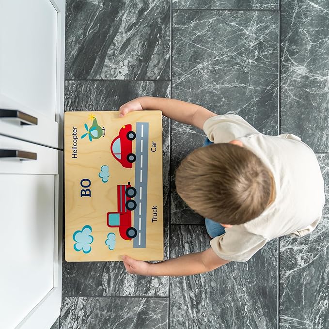 Step Stool for Toddlers- Personalized Wood Kids Step Stool with Name for Kitchen Sink, Bathroom, Potty Training, Toilet, Kitchen Sink- Sturdy and Safe- Made in USA by BloomOwl (Transportation)